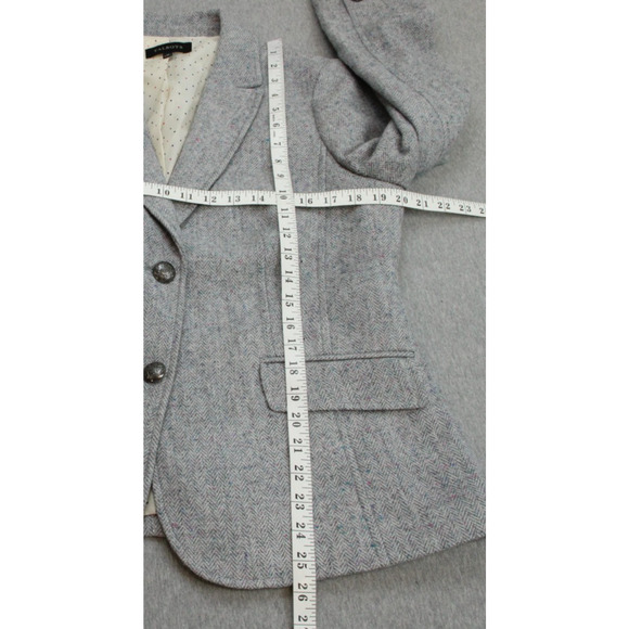 Talbots Blazer Womens 12 Gray Herringbone 2 Button Notch Lapel Formal Jacket - Picture 11 of 12